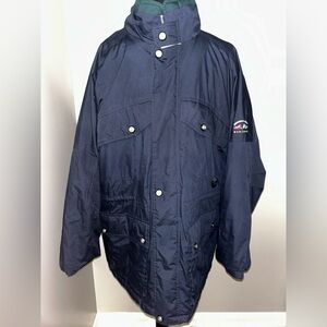 Vintage Members Only Mariner Quilted Lining Coat XL Blue Green Zip Button